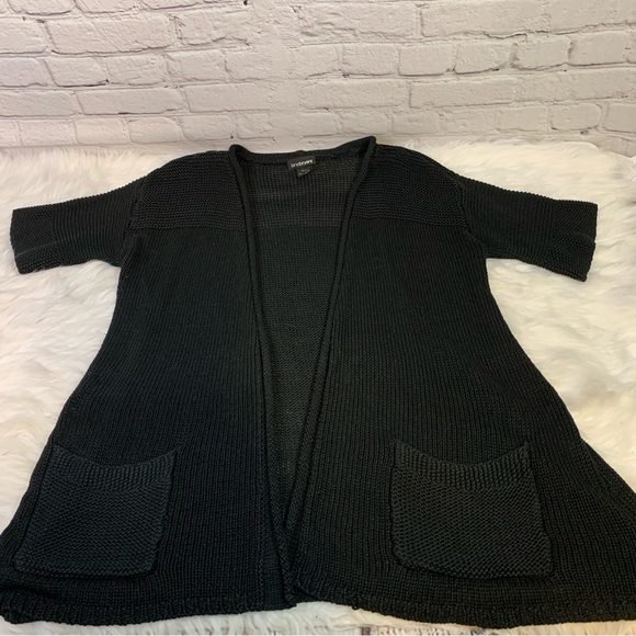 Lane Bryant Black Short Sleeve Open Front Sweater 14/16 - Picture 3 of 7